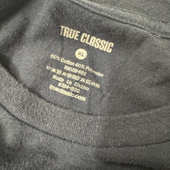 True Classic Dark Gray T-Shirt Men’s XL Short Sleeve Soft Stretch - Picture 3 of 3